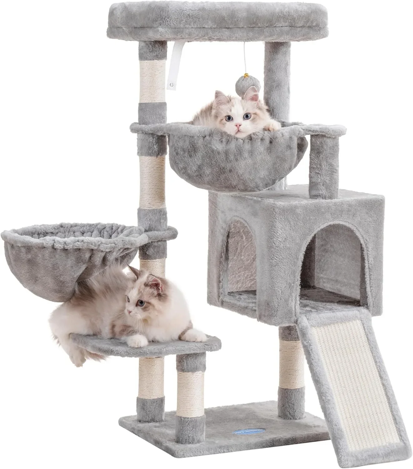 

35.4 inch Cat Tower for Indoor Cats, Cat House with Large Padded Bed, Cozy Condo, Hammocks，Scratching Posts, Big Scratcher