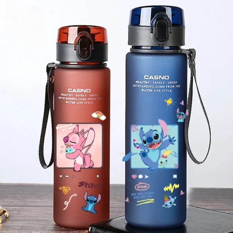 

560ML Stitch Disney Water Bottle Anime Stich Lilo&stitch Large Capacity Outdoor Sports Portable Plastic Clear Cup Drinking Cups