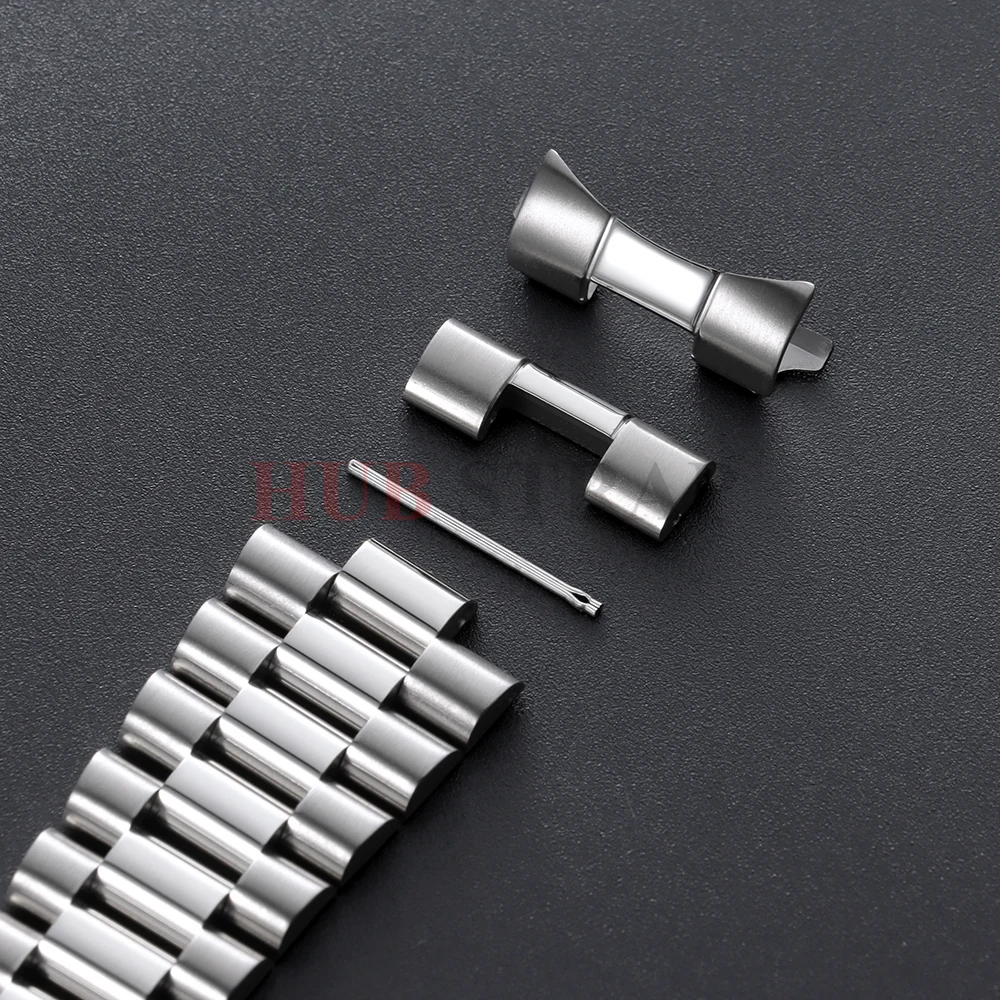 Elegant Stainless Steel Three Beads Curved End Watch Band