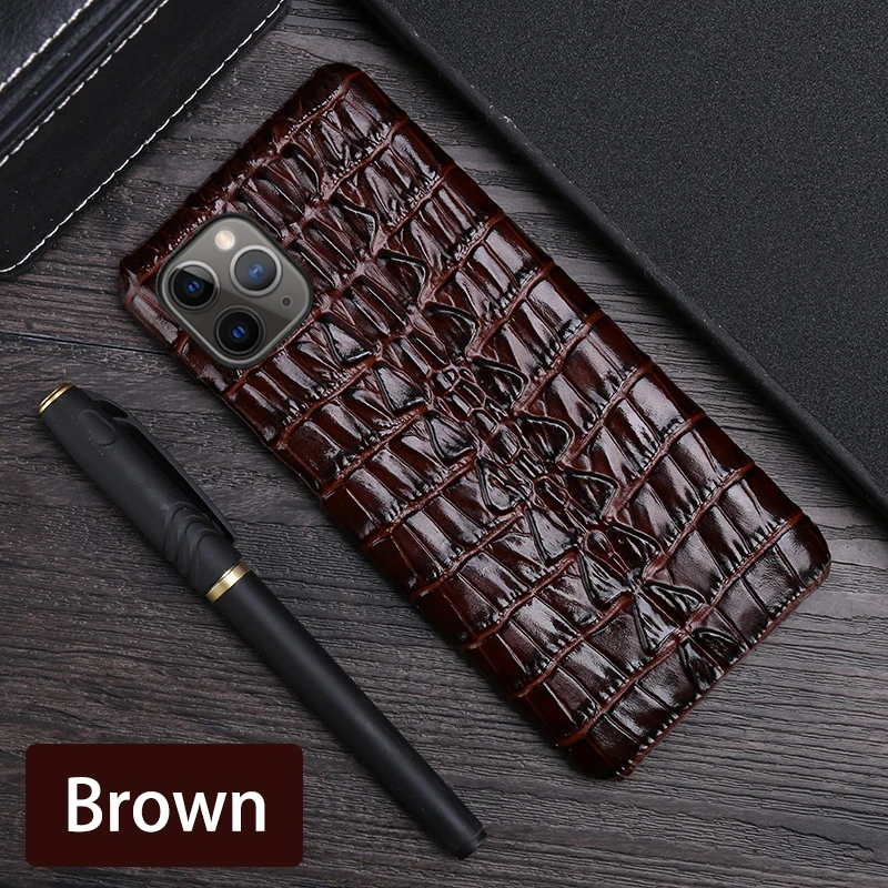 rhinoshield case Genuine Leather Phone Case For iPhone 11 Pro Case Crocodile Tail Texture For Apple X XS Max XR 6 6S 7 8 Plus 9 Cover Funda Capa casetify cases Cases For iPhone