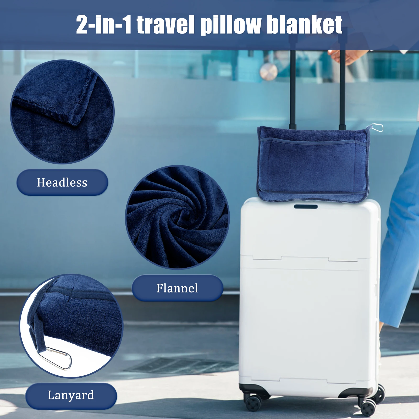 Portable Travel Blanket Soft Flannel Airplane Blanket Foldable