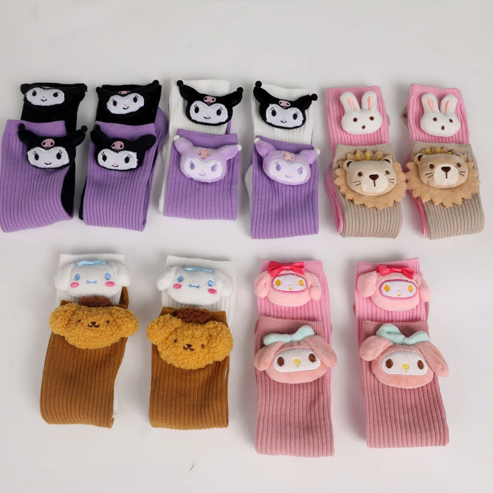 

Носки для детей аниме Sanrios Kuromi Melody Cinnamoroll милые носки для девочек в Корейском стиле средней длины модные Студенческие Носки