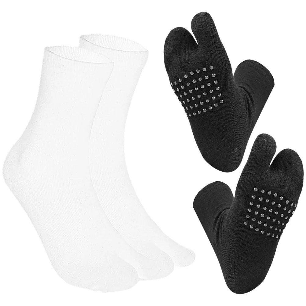 

2 Pairs Middle Tube Tabi Socks Men Women Women's Cotton Toe Separator