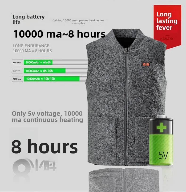 Winter USB Smart Heated Vest 3-Speed Adjustable Temperature 1 Pcs