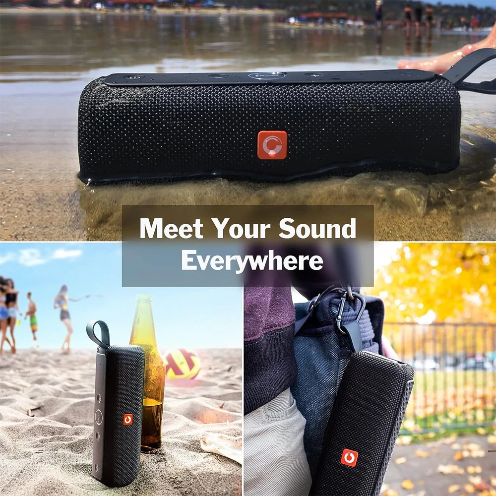DOSS Wireless Bluetooth Speaker E-go II Outdoor IPX6 Waterproof Portable Sound Box 12W Superior Stereo Sound and Bass Speakers