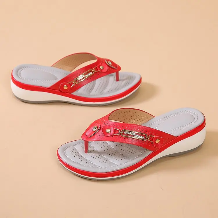 2022 Women Slippers Summer New Fashion Metal Button Slides Shoes Wedge  Beach Sandals Women Outside Platform Leisure Flip Flops - купить по  выгодной цене | AliExpress