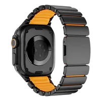 Bracelet en caoutchouc fluoroélastomère titane pour Apple Watch Ultra 3 2 49mm 10 11 46mm, bracelet magnétique pour Iwatch 9 8 7 45mm 6 SE 3 44mm 3