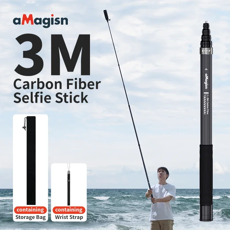 Selfie Stick 3M Carbon Fiber for Insta360 X3 GoPro Hero 11 etc