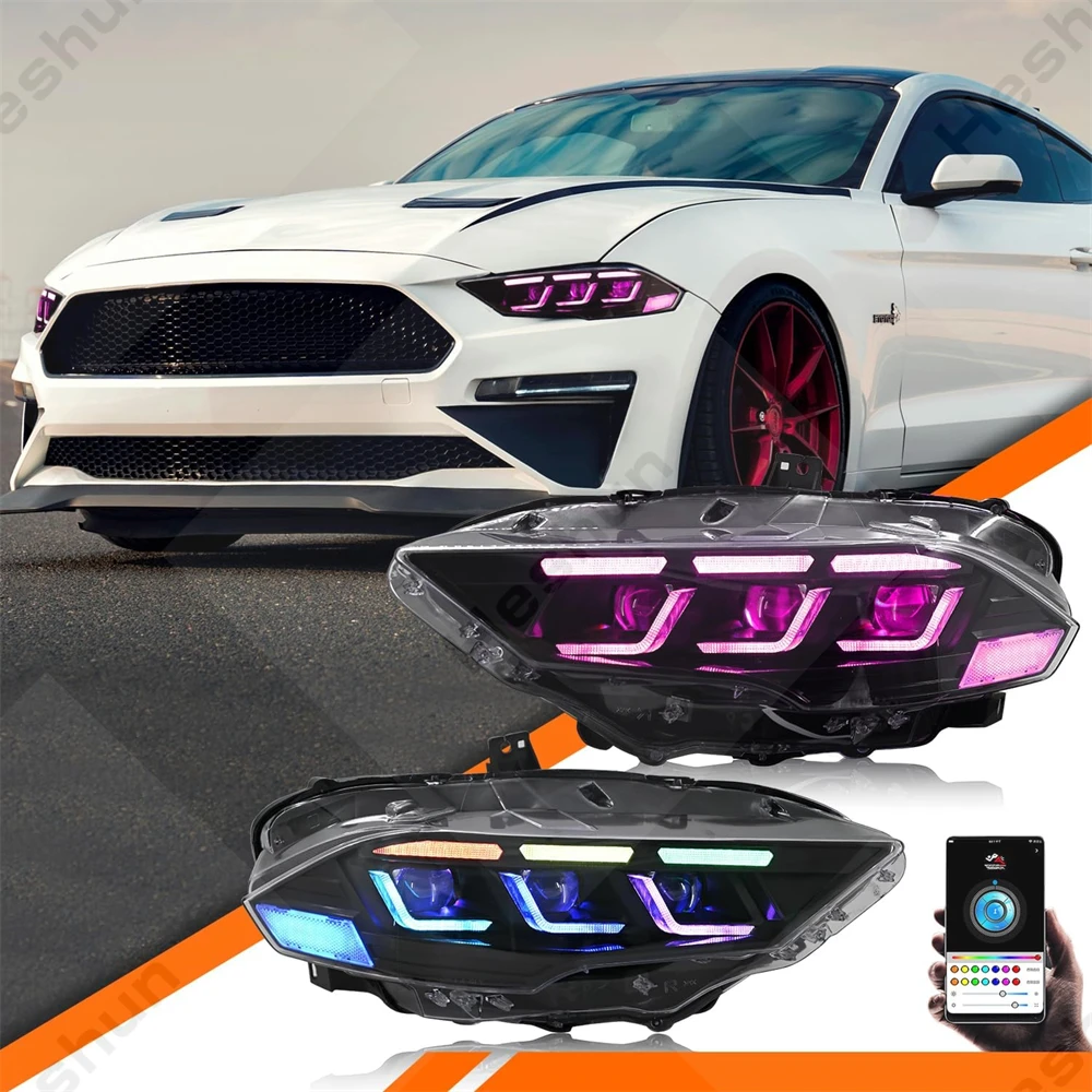Per Ford Mustang 2015-2017 Ford Mustang Shelby 2018-2020 Gt500 Gruppo Faro Led In Esecuzione Faro Anteriore Sequenziale