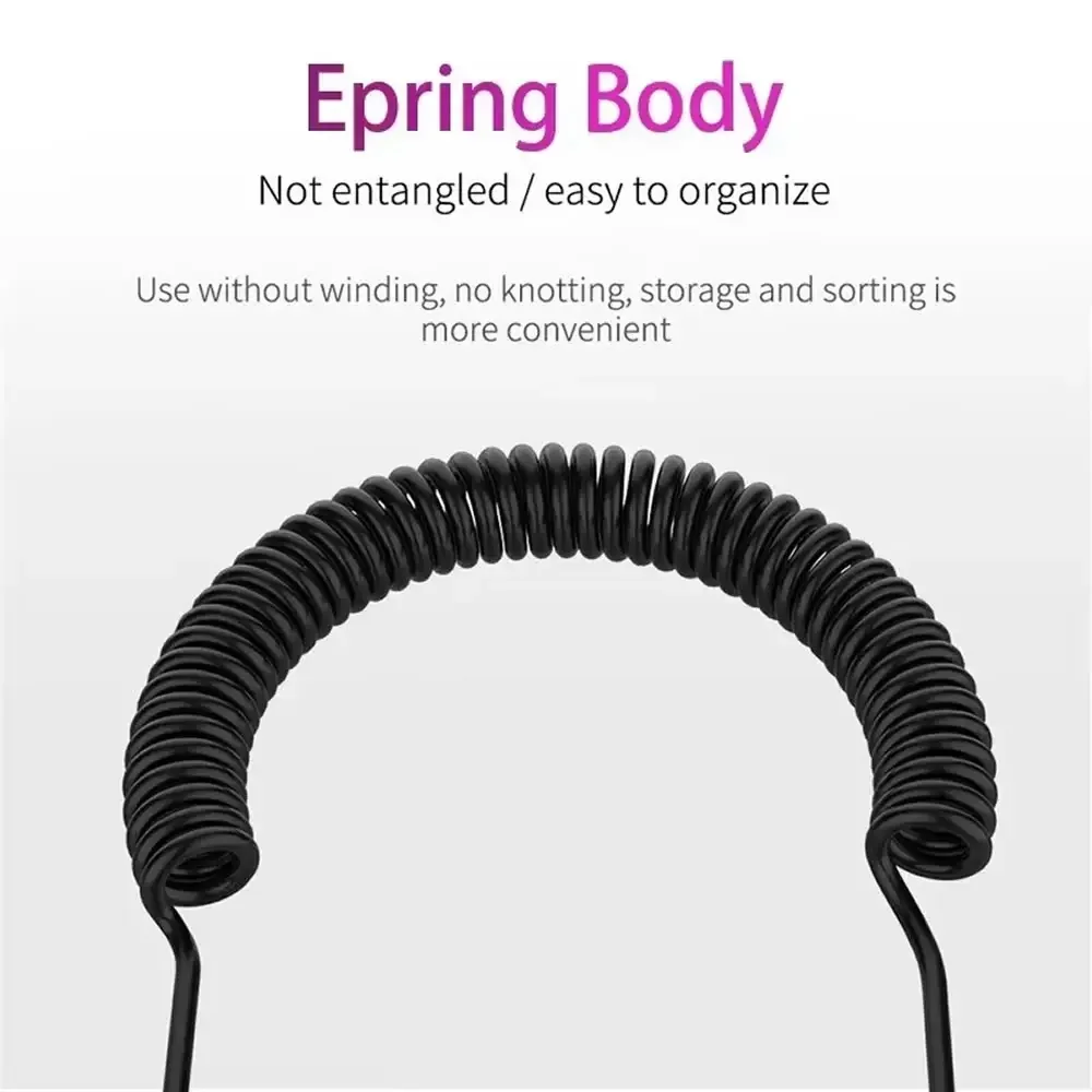 3.5MM / Type C Single Side Wired Earphone In-Ear Headphone Spring Retractable Coiled Cable Handsfree Headset USB C Jack Earbuds 6