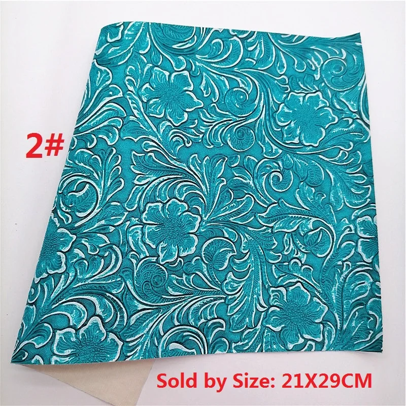 Embossed Faux Leather Sheet - Turquoise