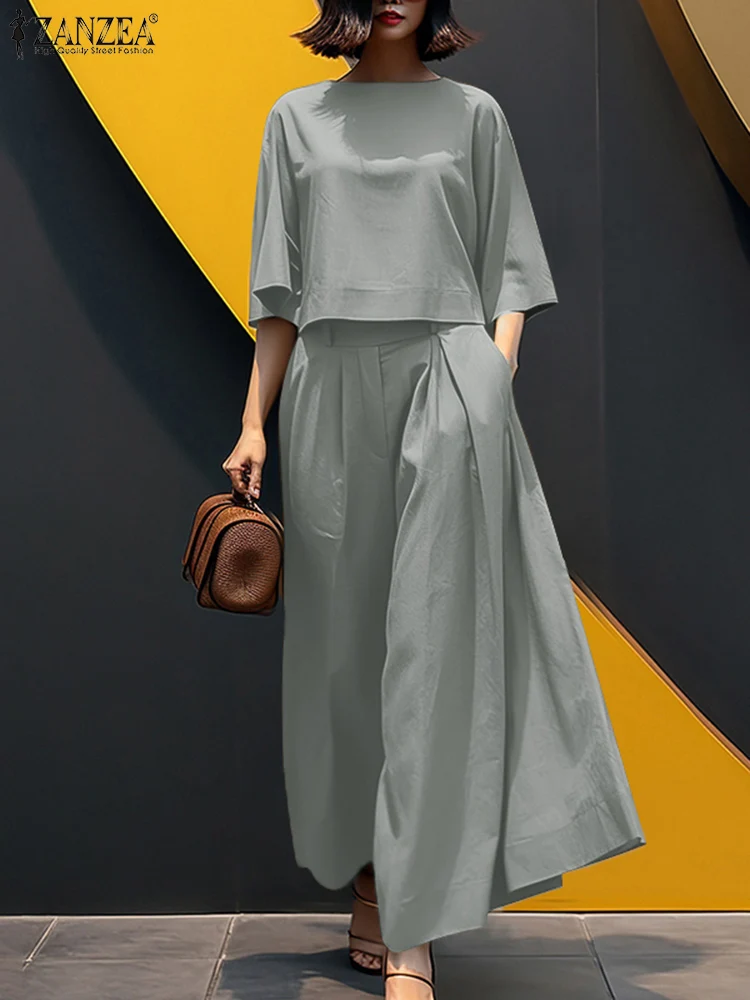 تُقدم ZANZEA طقمًا نسائيًا صيفيًا مكونًا من قطعتين...