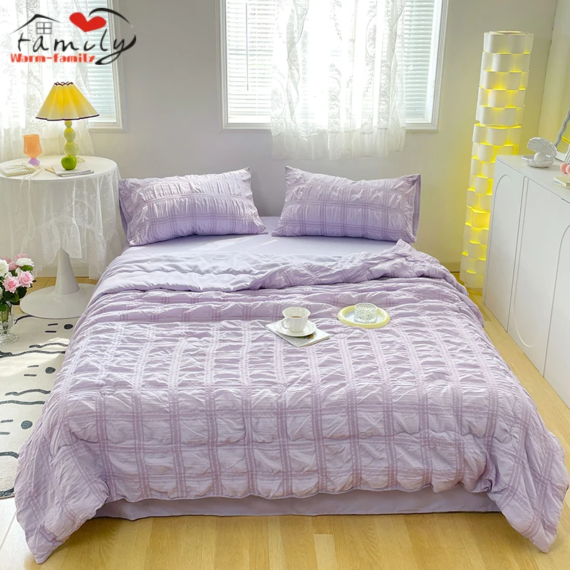 

Summer Cool Quilt Washable Cotton Air Conditioning Blanket Dormitory Single Thin Duvet Nordic Minimalist Design Queen King Size
