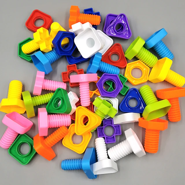 Bolts Toys Montessori Plastic Matching Children's Educational Toys Desktop Screw Building Blocks Toys Nut Shape Cognitive Toys 5