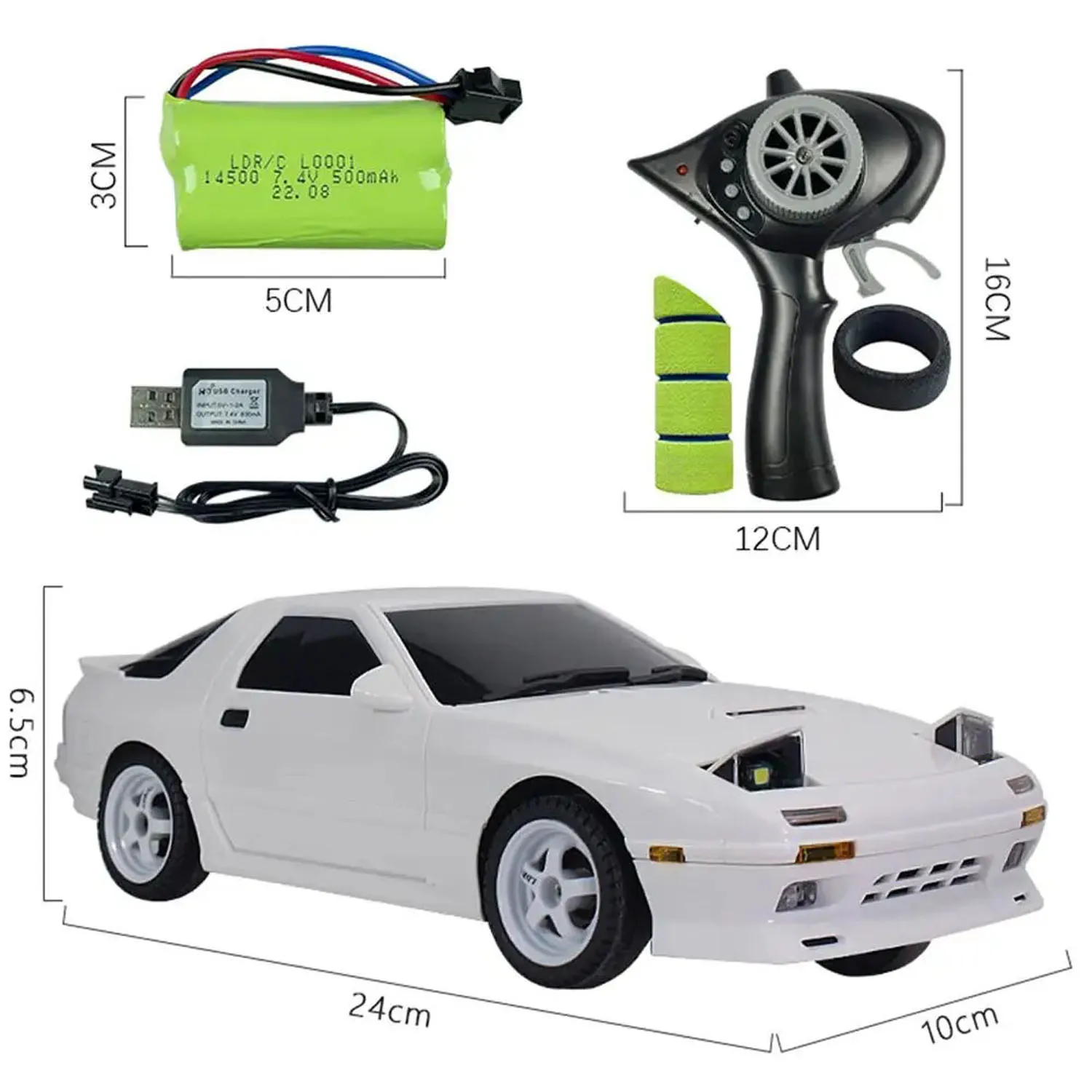 1/18 Scale Drifting High Speed Car RX7 RWD LDRC LD1802 Remote Control Racing Vehicles Gyroscope Lights RTR Toy Gift 2