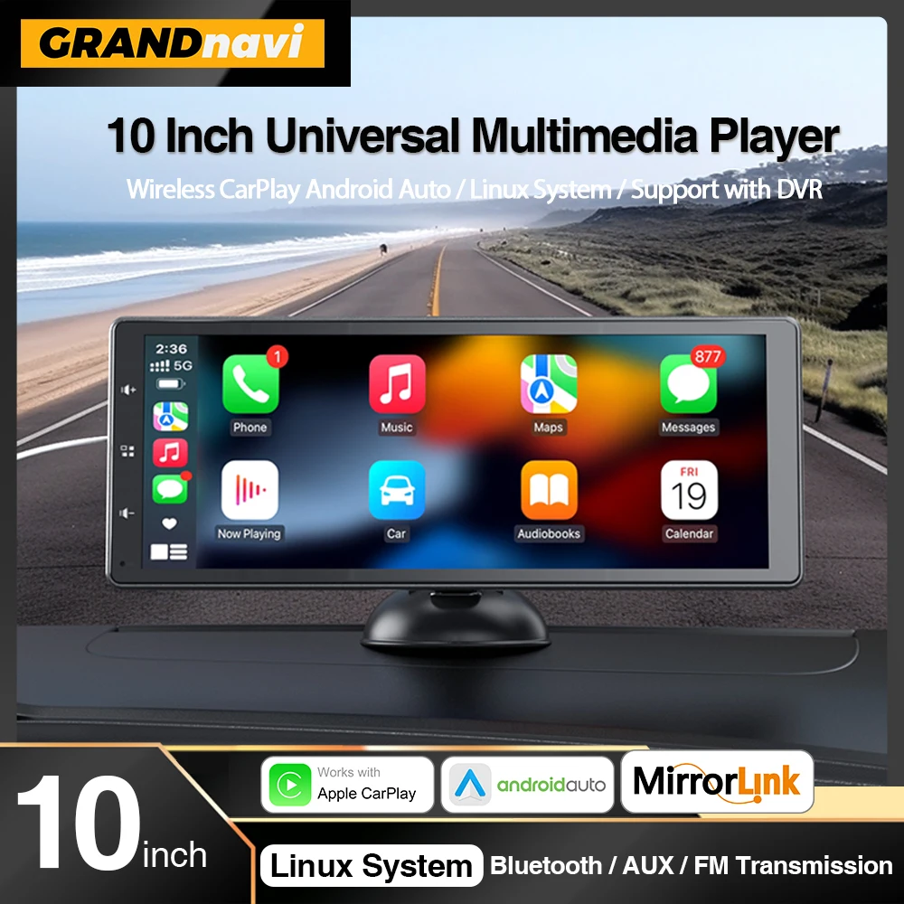 10인치 안드로이드 자동차 라디오 멀티미디어 비디오 플레이어, 무선 카플레이, 닛산 및 도요타 자동차 호환 가능