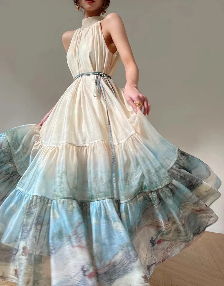 

Женское свободное платье с винтажным принтом, летняя праздничная одежда без рукавов