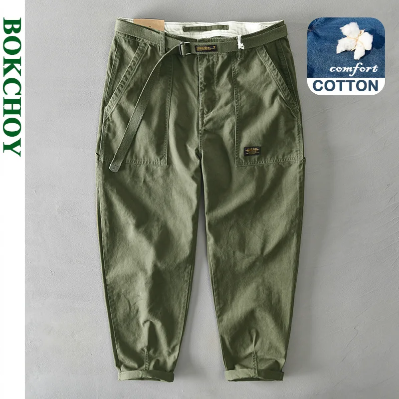 Autumn-Winter-New-Pure-Cotton-Men-Cargo-Pants-Korean-Style-Male-Casual