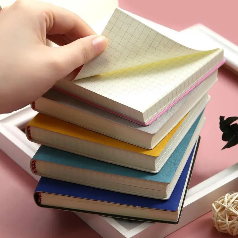 Mini Notebook High Quality Grid Page To Do List Diary Weekly Planner PU Leather Portable Agenda Book Students