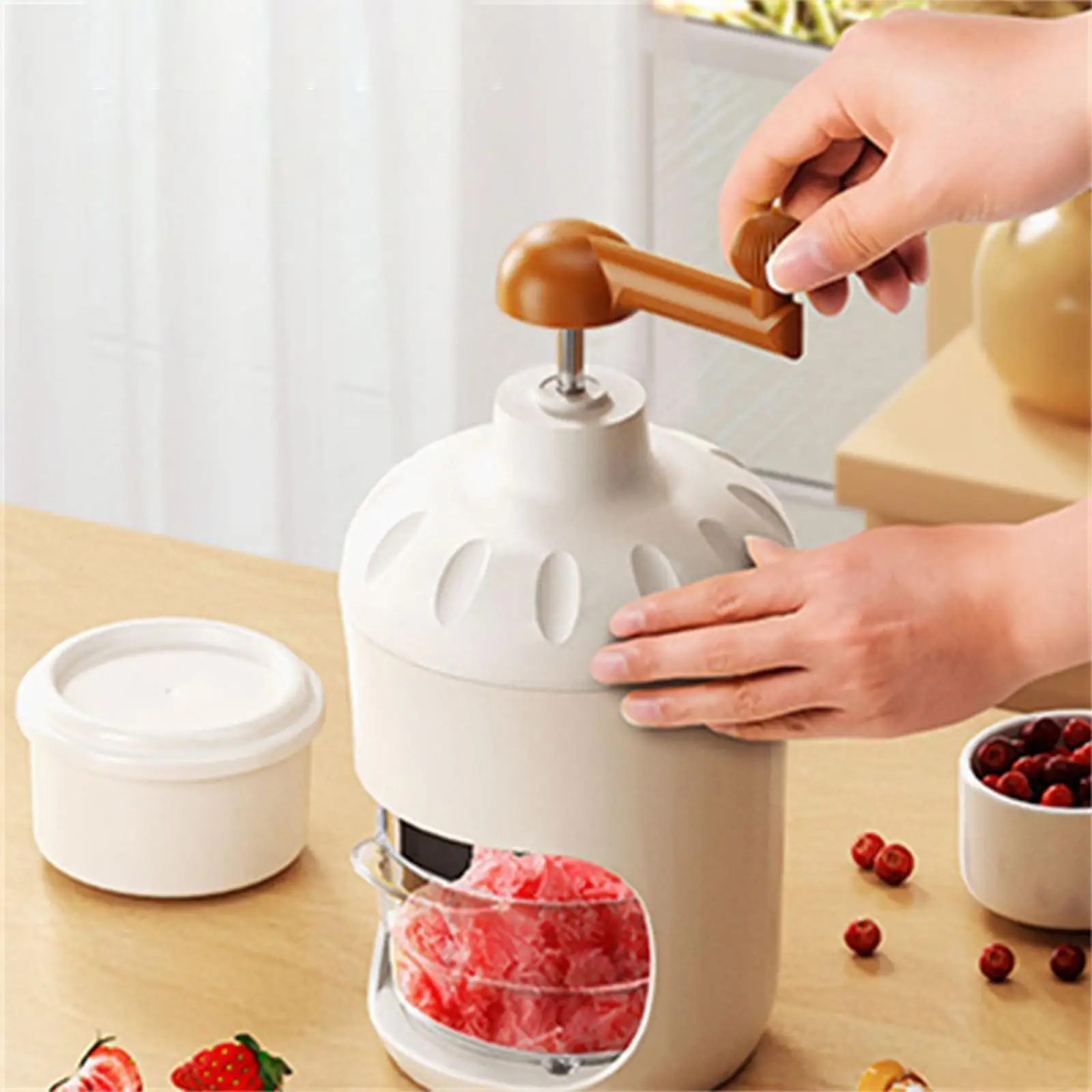 Ice Crusher Machine Manual Rotary Crushed Ice Maker for Party, Bars, Restaurants Lightweight Built in Spring Press Portable 2