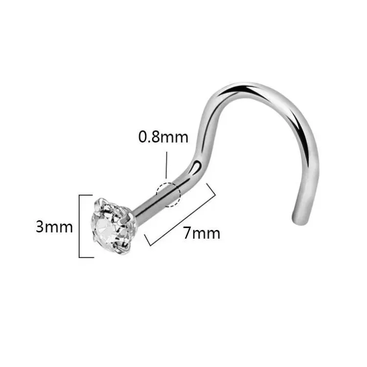 Piercing Jewelry Nose Studs Body Piercing Jewelry Body Jewelry 10 Pcs 1.2/2/2.5/3MM CZ Zircon Stainless Steel Screw I L Shaped Bone for Woman Man 20G