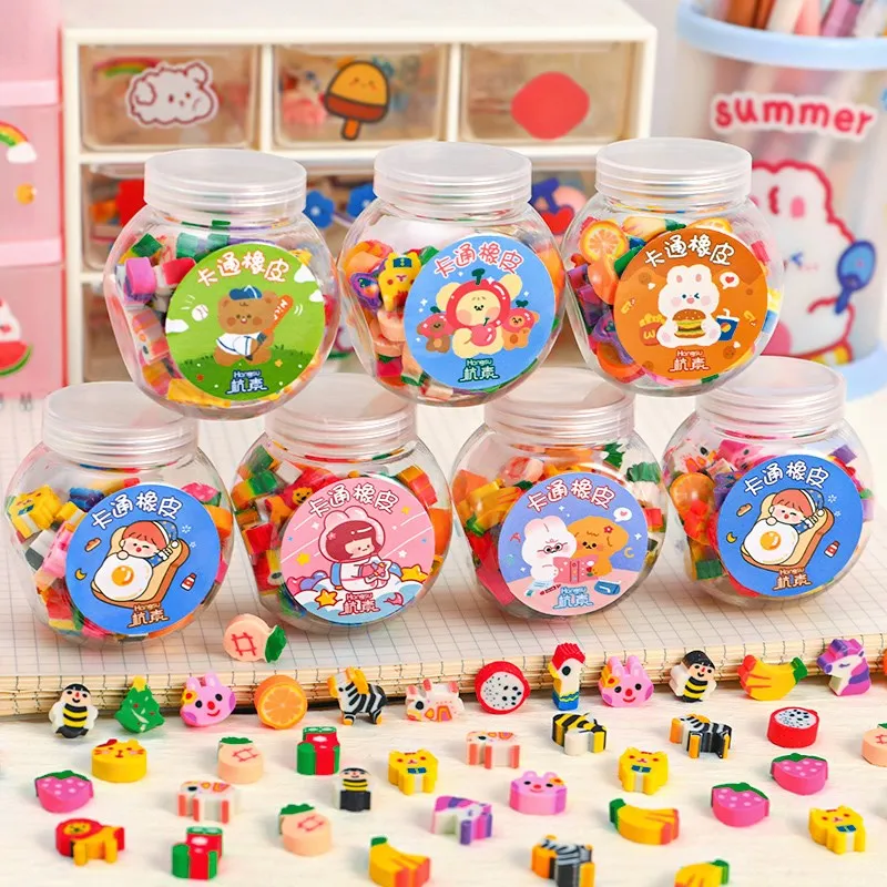 Pencil Eraser Rubber 50/100Pcs Kawaii Animal Fruits