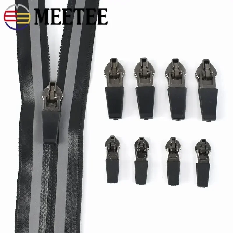 10Pcs Meetee 3# 5# Anti-loading Waterproof Zipper Slider Reverse Installation Invisible Nylon Zippers Bag Jacket Zip Head Puller