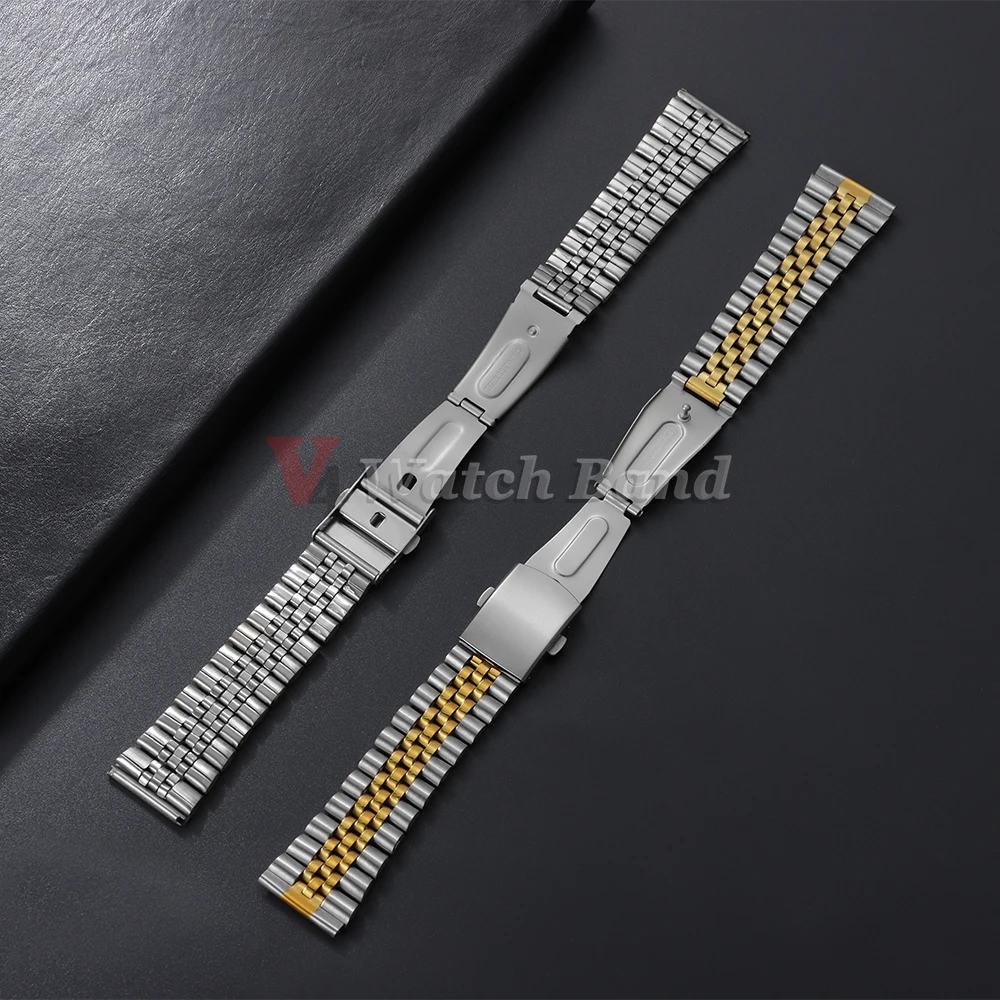 Elegant Stainless Steel Metal Bracelet for Smart Watches - Silver & Gold Replacement Strap