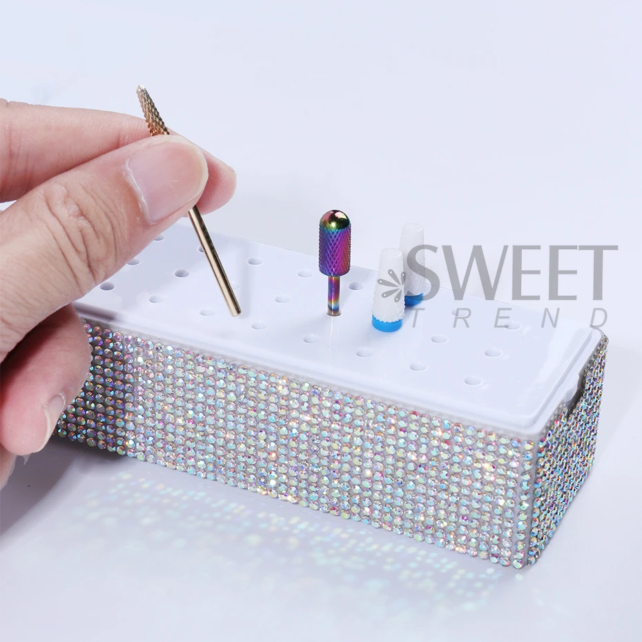30Holes Nail Drill Bits Storage Box Manicure Milling Cutter Holder Nail Drill Display Stand Showing Shelf Nail Accessories Tools