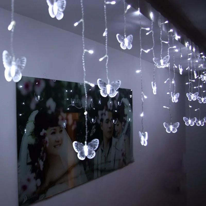 thumbnail image 4 of Guirnalda de luces LED con forma de mariposa o nieve para decoración de interiores, para ventanas, fiestas navideñas, enchufe UE/EE. UU./Reino Unido/AU, 4 of 5