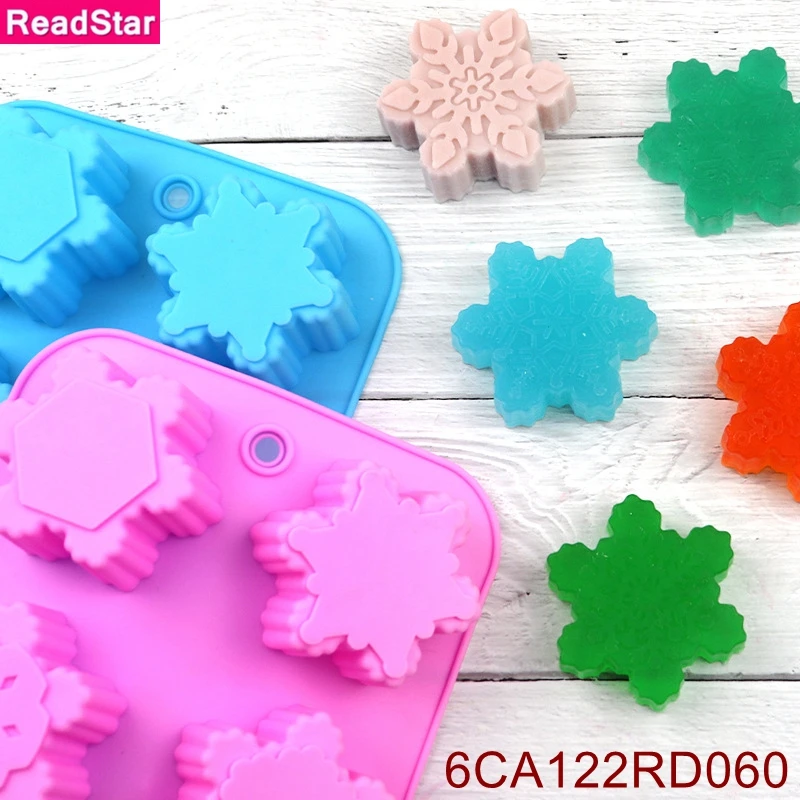 

20PCS/LOT ReadStar 6CA122RD060 6 Cavities Snowflake & Flower Cake Silicone Mold 6 Holes Baking Mould DIY Soap Mold