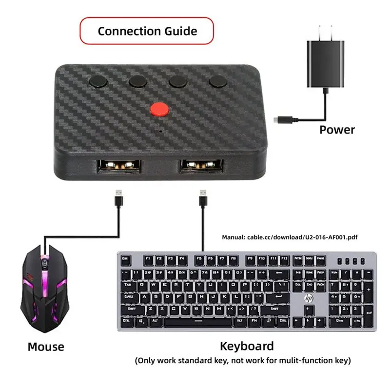2X USB 키보드 및 마우스 블루투스 5.3 어댑터 USB 유선 키보드 마우스를 무선 블루투스 변환기로