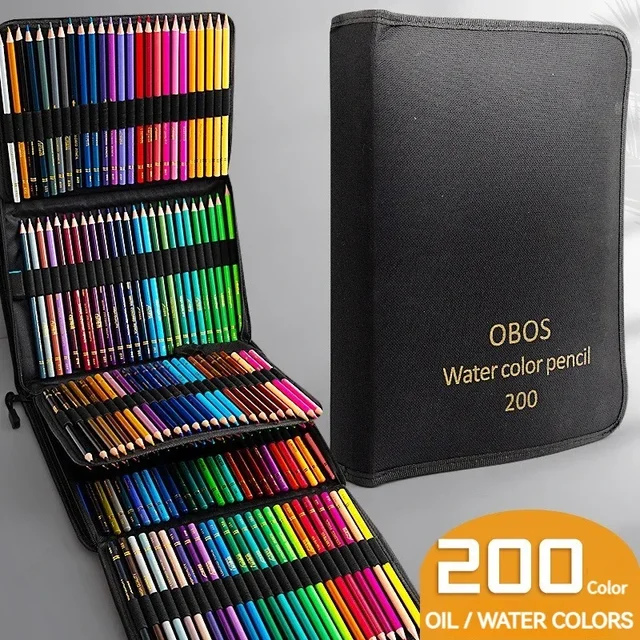 200/120/72/48 Colored Pencils Oil / Watercolor Color Pencils with Cloth Bag For Professional Drawing Sketching Art Supplies 1