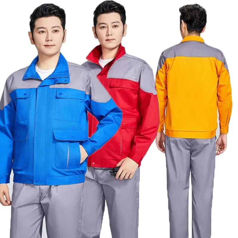 Factory Workshop Working Coveralls Contrast Color Work Clothes For Men Mechanical Electrical Worker Uniforms Wear Resistant 4xl