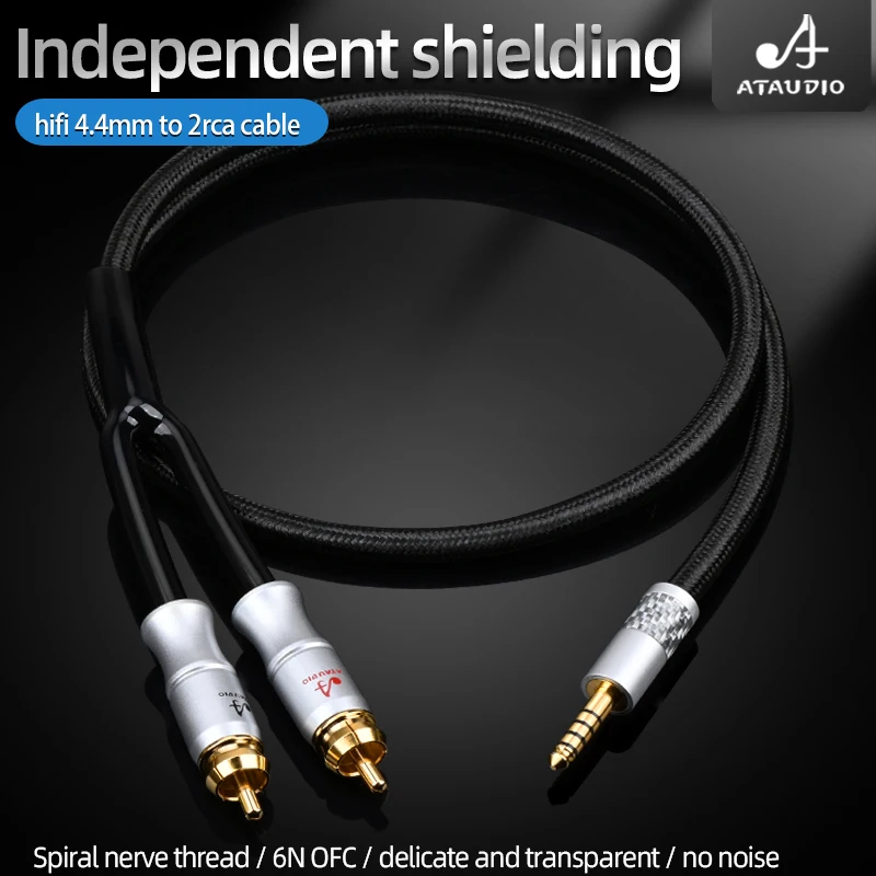 HIFI 4.4mm balanced to 2rca Cable Hi-end 6N OFC 4.4 to Rca Audio Cabl For pha2a wm1a 1z zx300a DAC AMP