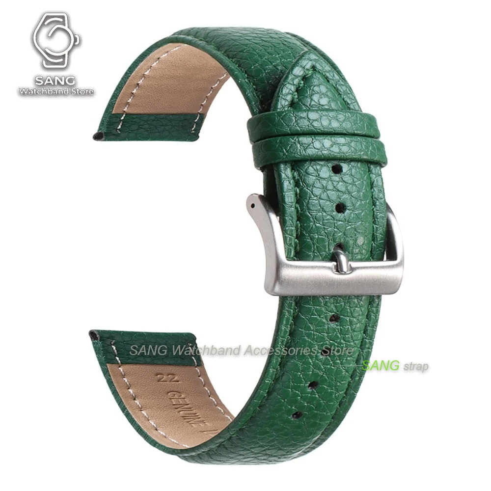 Universal Leather Watchband with Solid Buckle - Calfskin Strap