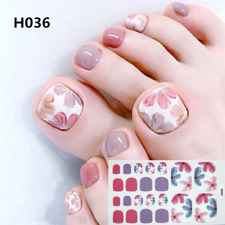 Nail Stickers Decorative Stickers Nail Art Decoration Nail Decals 1PC Toenail art Full-Cover Sticker Sheet For ToeNail Sticker Nail Strips Flower Ink Glitter Pedicure