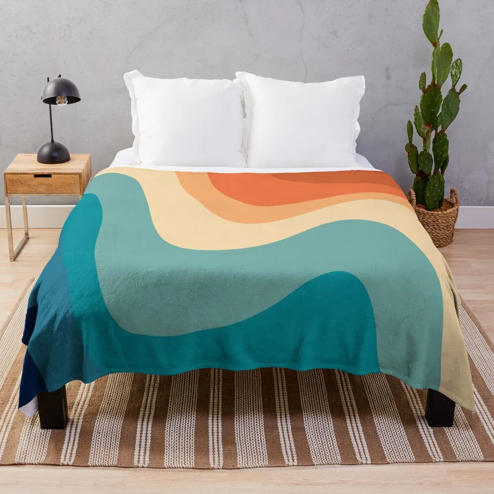Retro Summer Swirl Wave #1 #minimal #decor #art Throw Blanket Blankets For Sofas decorative Soft Plush Plaid Blankets