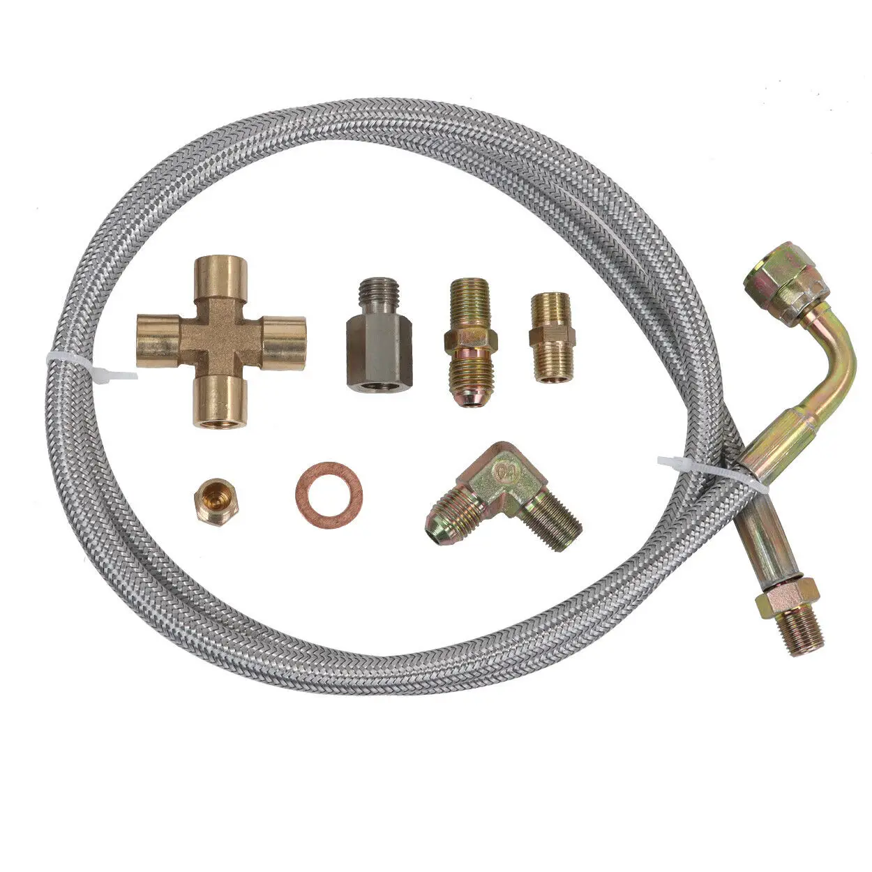 For T3 T4 T60 T61 T70 1/8Pnt 41" Kit Universal Stainless Steel Car Turbo Oil Feed Line Car Repalcement Tool Parts Accessories