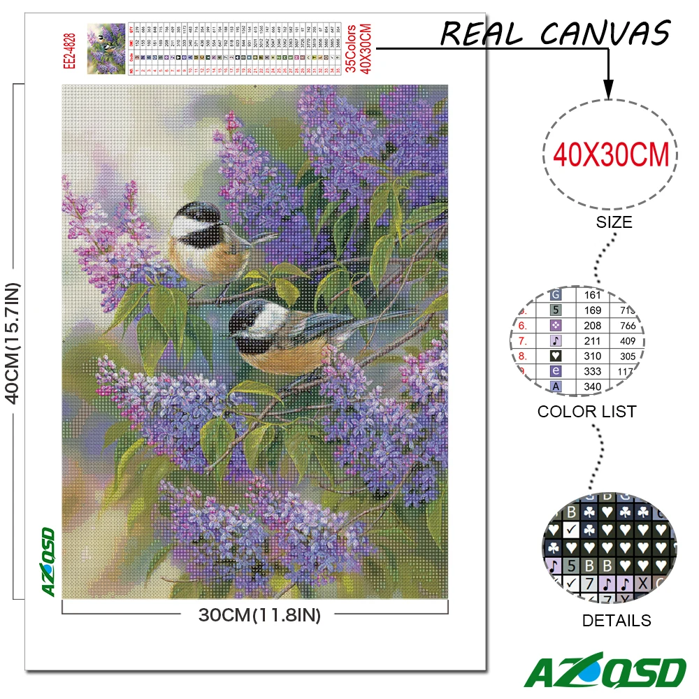 Diamond Painting AZQSD Diamond Painting Bird Snow Cross Stitch Rhinestones 5D Diamond Embroidery Winter Animal Mosaic Needlework Home Decor