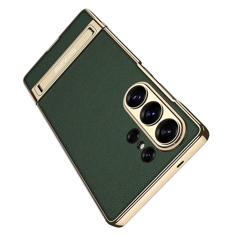Luxury Electroplated Leather Ultra-Thin Phone Case with Stand and Pen Holder