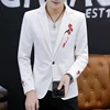 New explosive spring slim casual handsome embroidery pattern all matching style single west personality fashion men's clothing 5