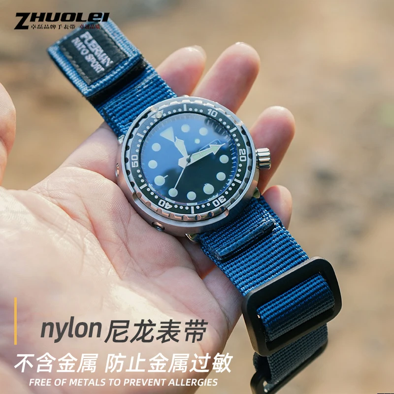 Pulseira de Relógio de Náilon para Casio Seiko No.5 007 Verde Azul Lazer Respirável Esporte ao ar Livre Pulseira de Pulso 20 mm 22 mm 24 mm Masculino
