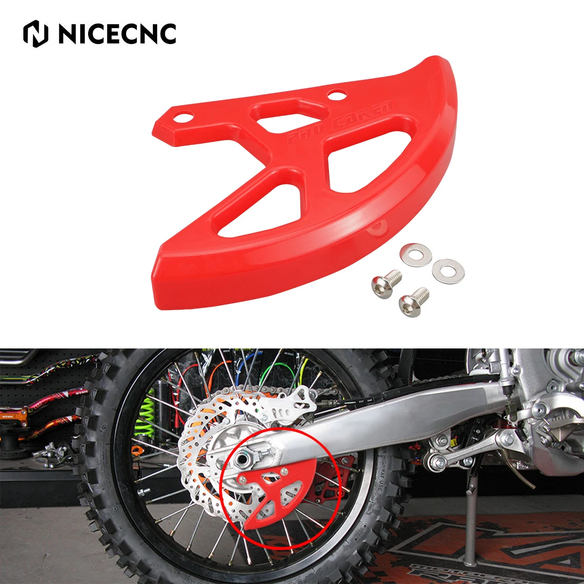 

NICECNC Rear Brake Disc Rotor Cover Guard Protection for HONDA CR CRF 125R 250R 450R 250X 450X 250RX 450RX 450L Motocross