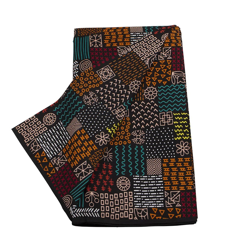 Nigerian Ankara Wax Fabric PrintColorful Checkered Pattern New Prices Cotton Soft Real Wax for Women Dresses