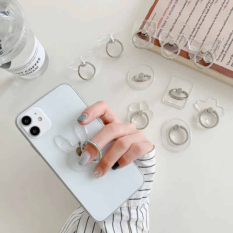 Kinizuxi Supporto per Anello per Telefono Cellulare, 2 pezzi Glitter Diamond Supporto per Anello per Telefono Trasparente con Rotazione a 360 Gradi Universale per Vari Telefoni Cellulari
