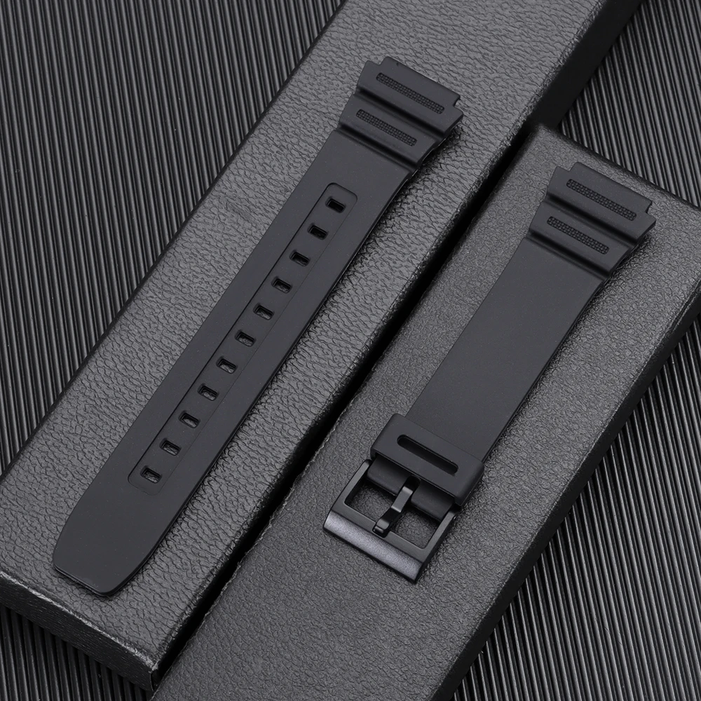 Black Rubber Silicone Watch Band Bracelet - 18mm Strap Replacement Watch Accessory