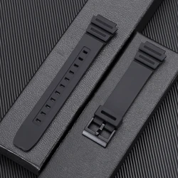 Black Rubber Silicone Watch Band Bracelet - 18mm Strap Replacement Watch Accessory - 18mm (Black)