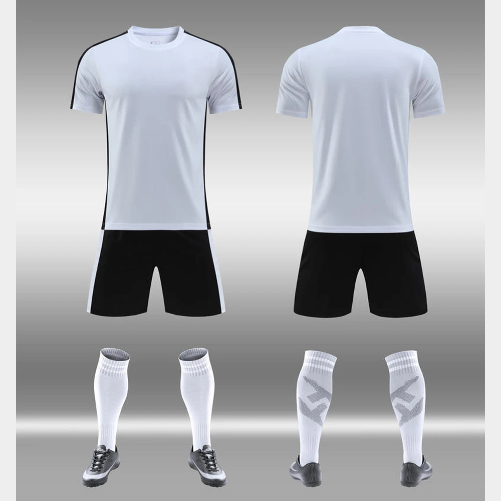 /25 High Quality Black/White Football Jersey Sets Kids Soccer Uniforms Youth Soccer Team Jersey