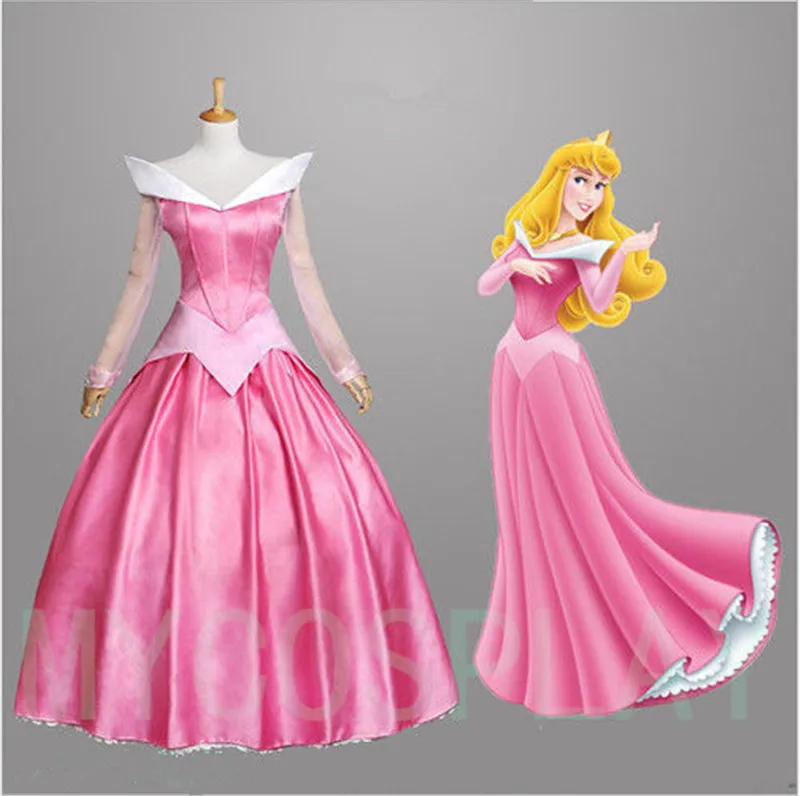 Halloween adult sleeping beauty blue dress Princess Aurora pink dress costume deluded stage dress S- 2XL accept custom order